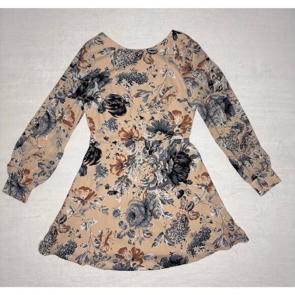 NWT Ali & Jay Merci Tan Floral Ruffle Dress - Picture 8 of 8